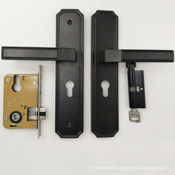 Black Panel Door Lock Home Silence Solid Wood Door Handle GO-SH4